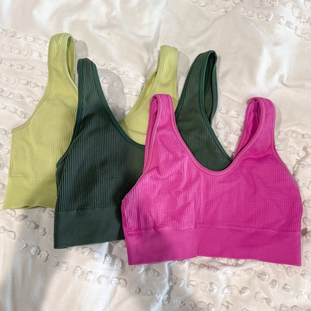 aerie 3 pack ribbed lounge bras size s